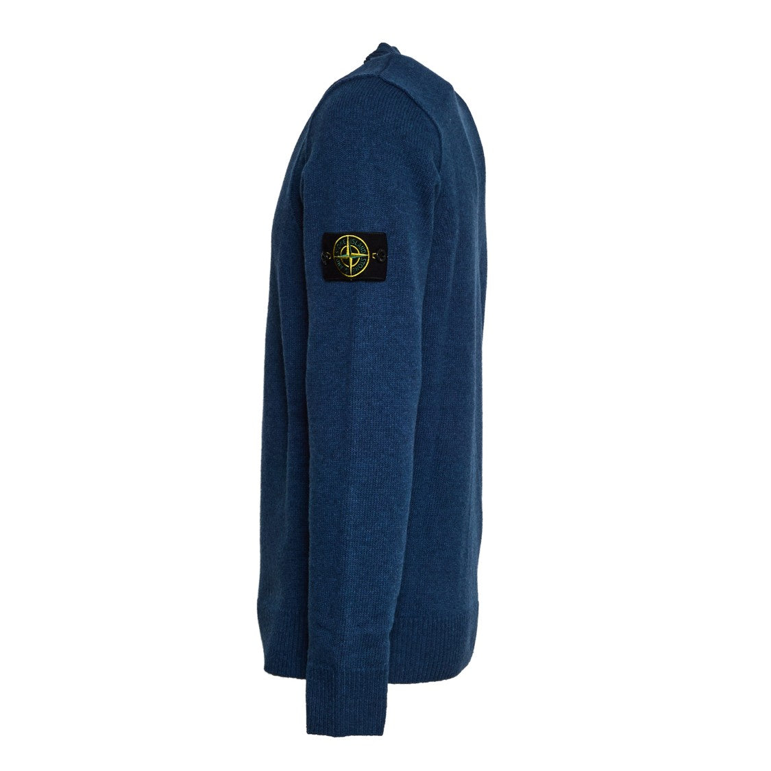 Stone Island Classic Crew Neck Blue Knit Sweater