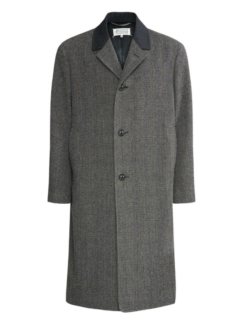 Maison Margiela Mid-Length Gray Coat With Textured Fabric