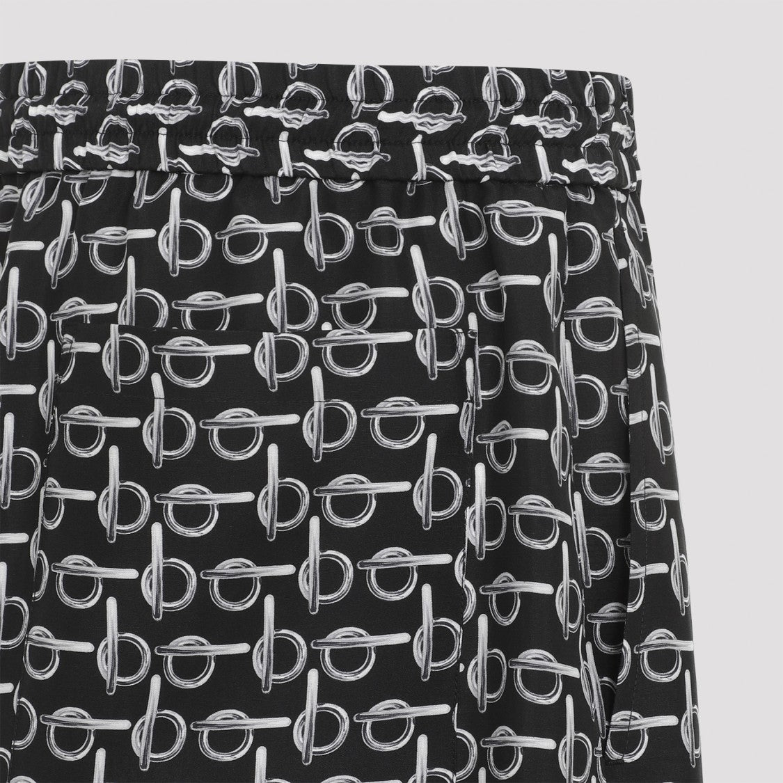 Burberry Silver And Black Silk Shorts