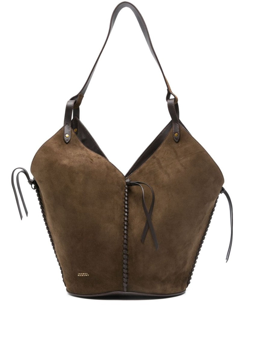 Isabel Marant Brown Suede Shoulder Bag With Angular Silhouette