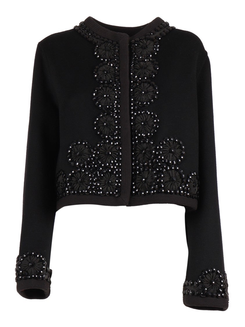 P.A.R.O.S.H. Tailored Embroidered Wool Jacket With Classic Collar