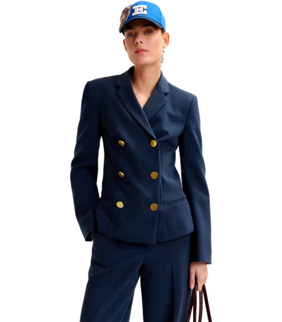 Essentiel Antwerp Irtha Navy Blue Double-Breasted Blazer