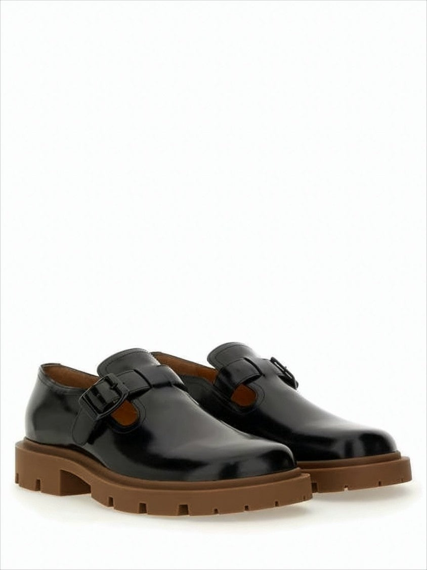 Maison Margiela Polished Black Calf Leather Loafers With Buckle Strap