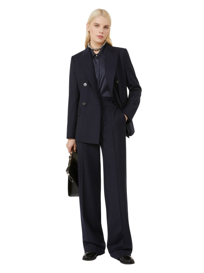 Max Mara Double-Breasted Tailored Blazer With Subtle Pinstripe