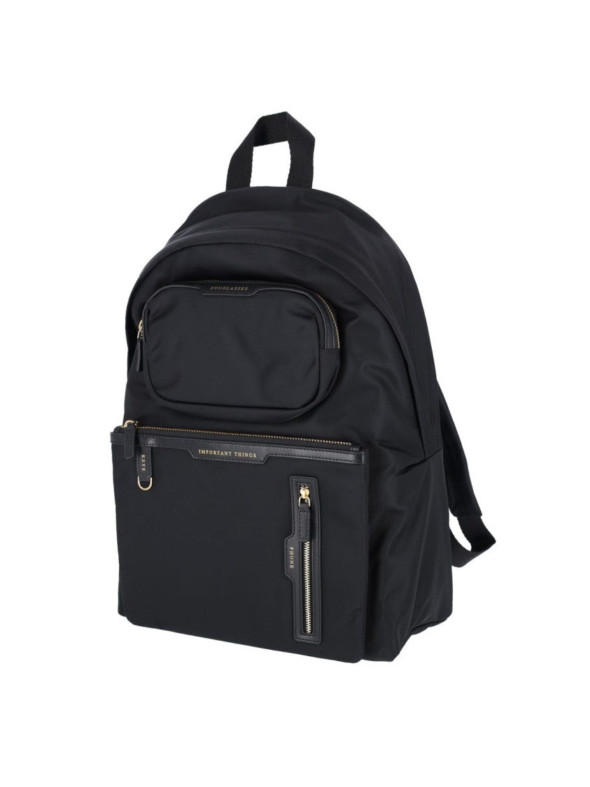 Anya Hindmarch Black Nylon Travel Backpack With Leather Accents