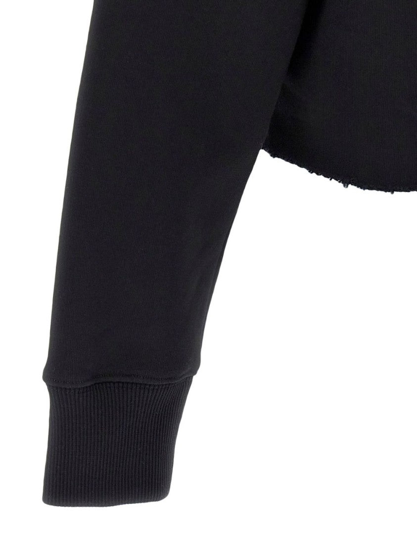 Givenchy Cropped Black Hooded Sweater With Front Pouch Pocket