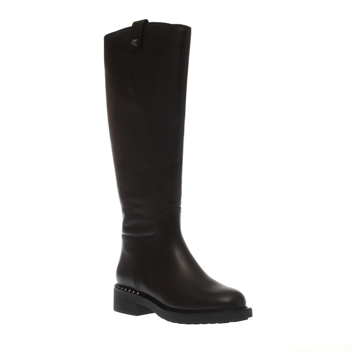Ash Black Leather Boot With Gun Studs