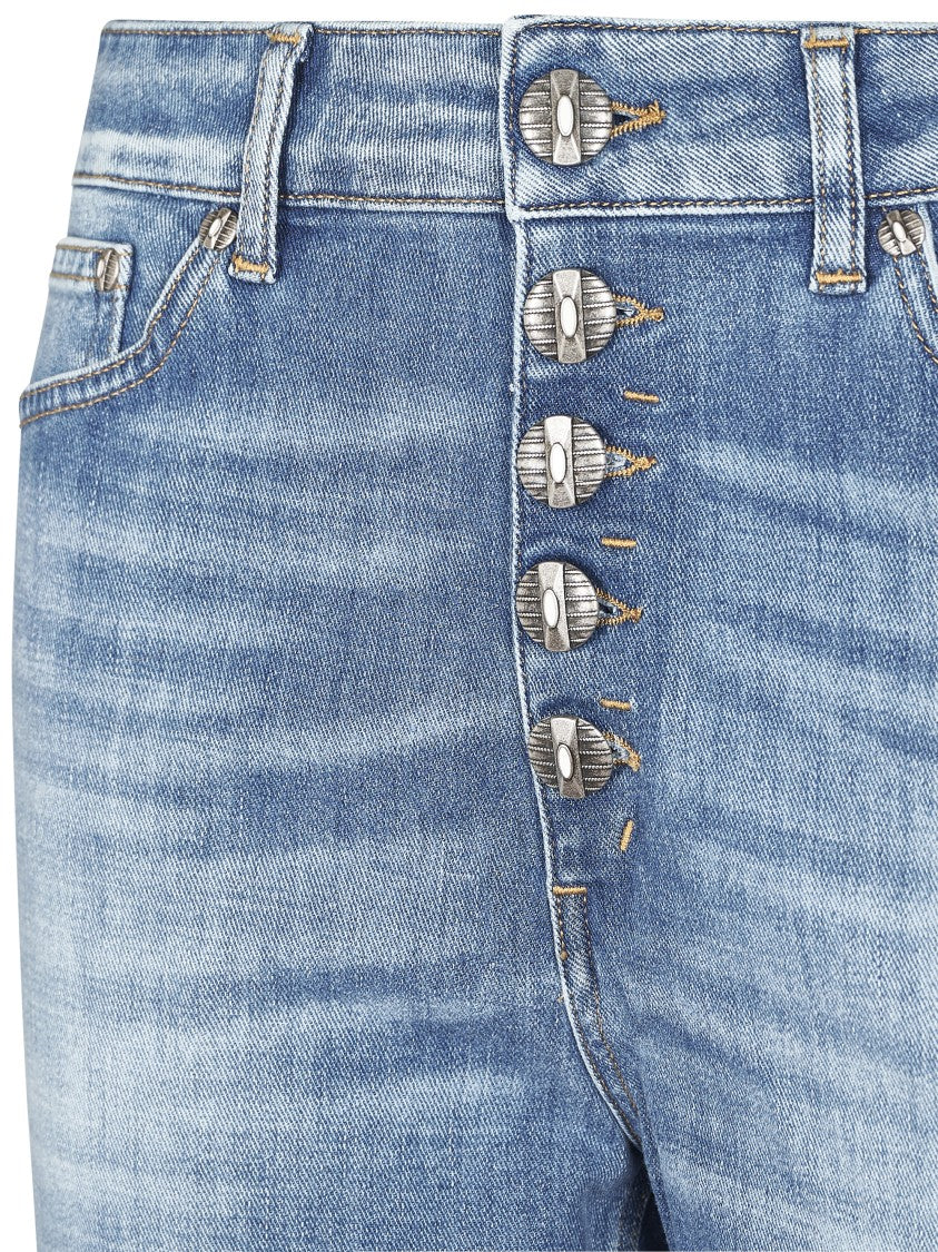 Dondup Light Blue High-Waisted Denim Trousers