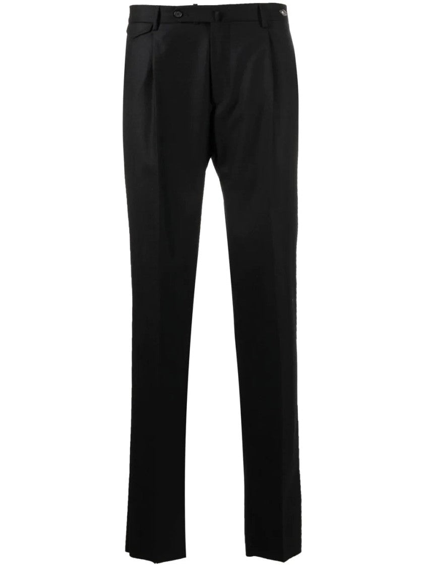 Tagliatore Tailored Black Formal Trousers With Structured Waistband