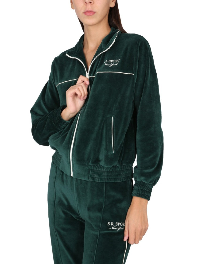 Sporty And Rich Full-Zip Sweatshirt With Plush Texture
