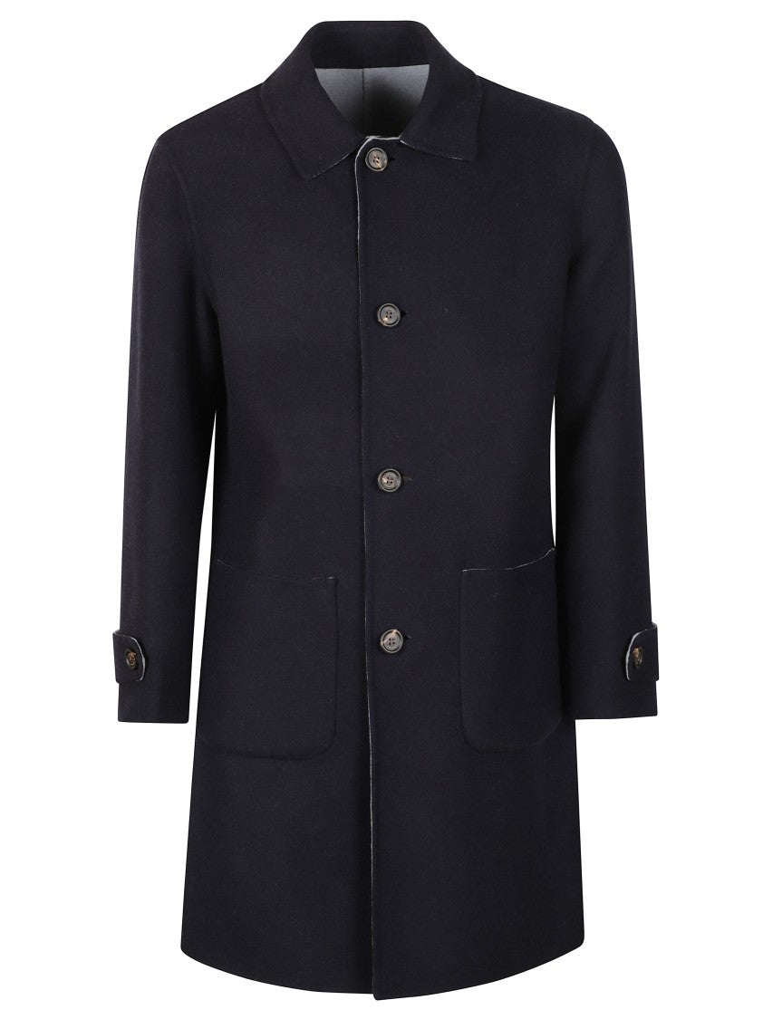 Eleventy Reversible Minimalist Grey Coat With Classic Collar