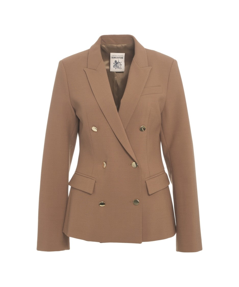 Semi Couture Double-Breasted Blazer With Gold Buttons