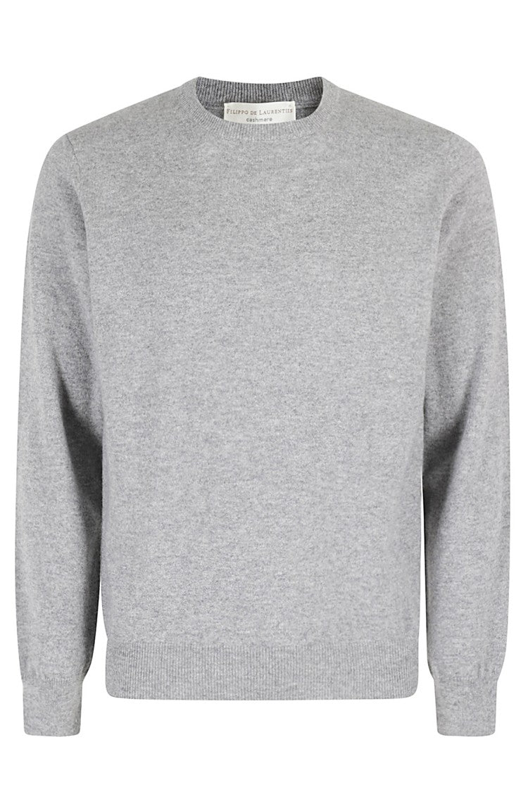 Filippo De Laurentis Classic Grey Crew Neck Cashmere Sweater