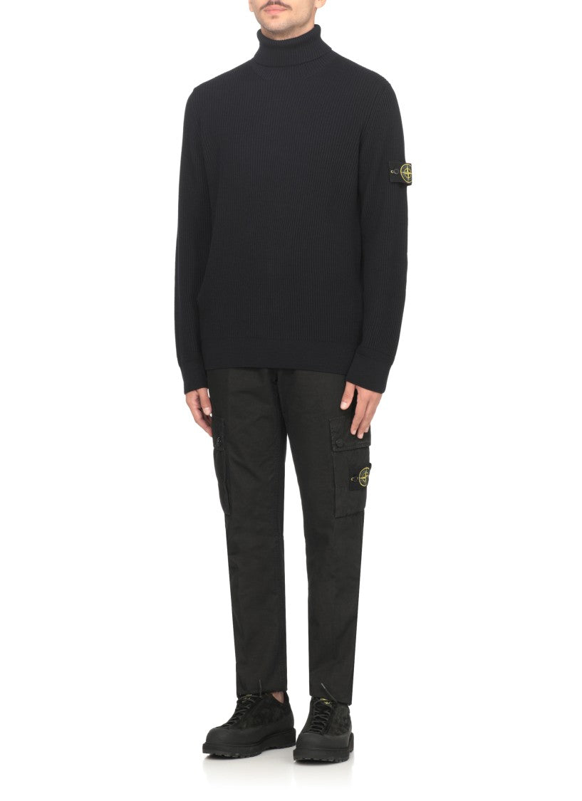 Stone Island Dark Blue Wool Sweater