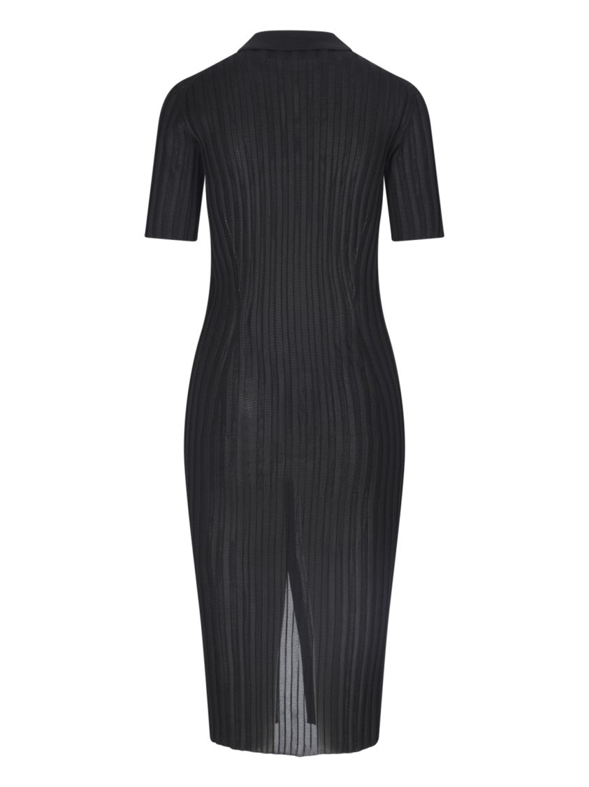 Versace Black Stretch Viscose Midi Pleated Dress – Black