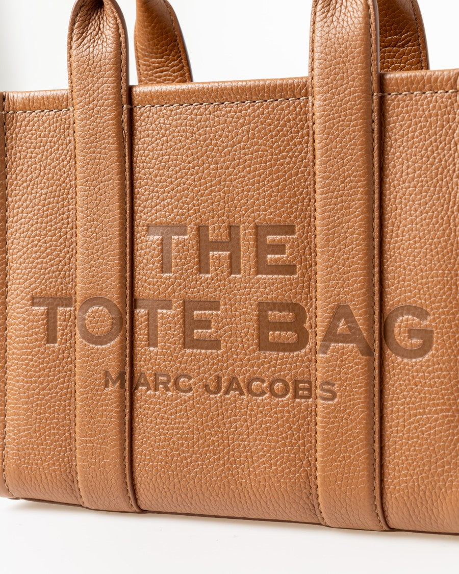 Marc Jacobs Structured Leather Tote Bag With Embossed Lettering