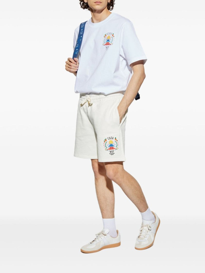 Casablanca Relaxed Fit White Cotton Shorts