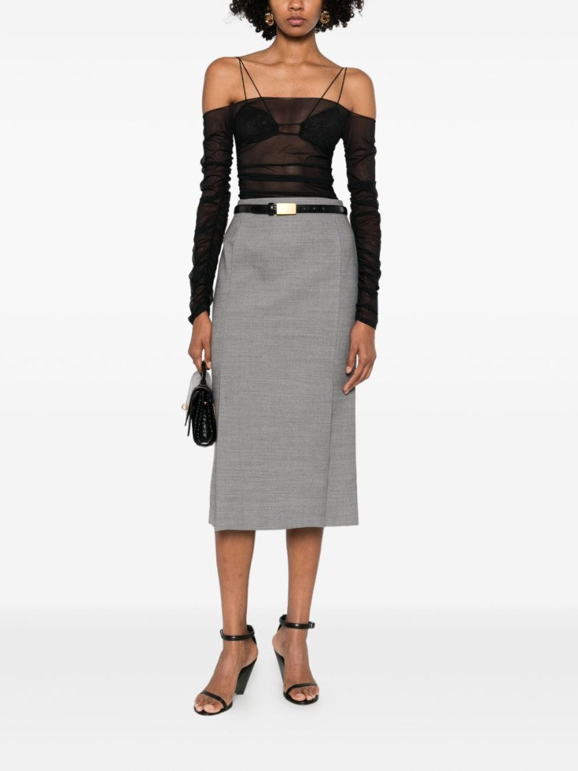 Amazuin Semi-Transparent Off-The-Shoulder Top With Ruched Detailing