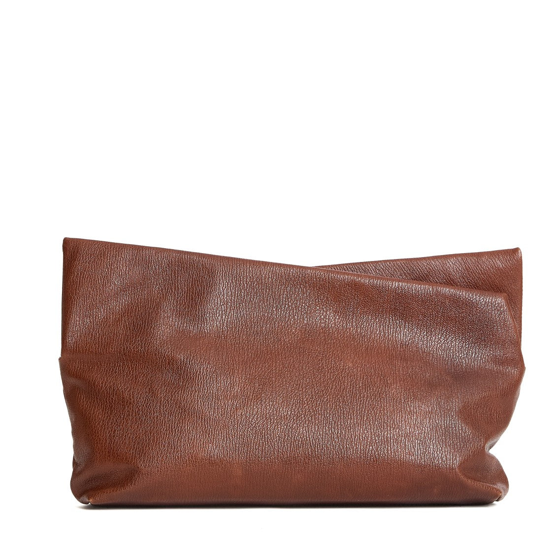 Amine Asymmetrical Leather Pochette With Zip Closure And Detachable Strap