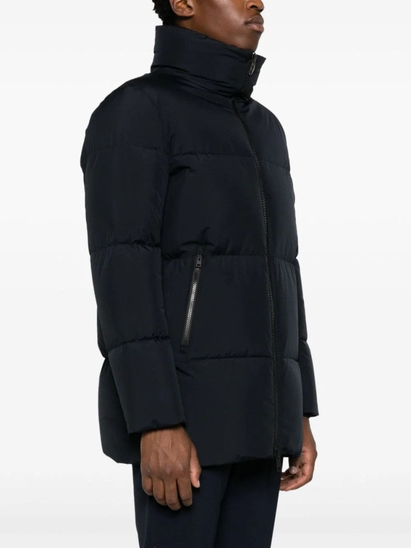 Herno Padded Half Coat With High Collar And Zippered Pockets