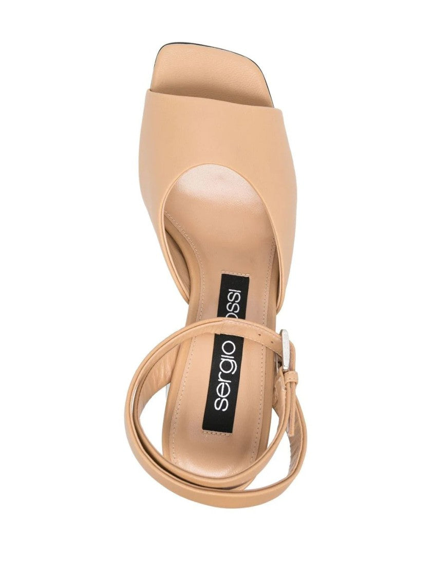 Sergio Rossi Open-Toe Sandals With Mid-Height Metallic Block Heel