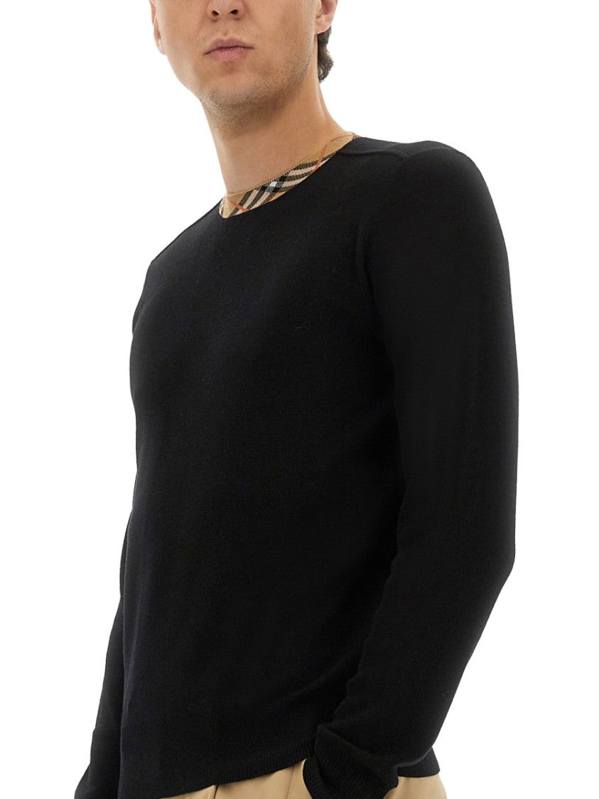 Burberry Classic Black Wool Jersey With Ribbed Detailing