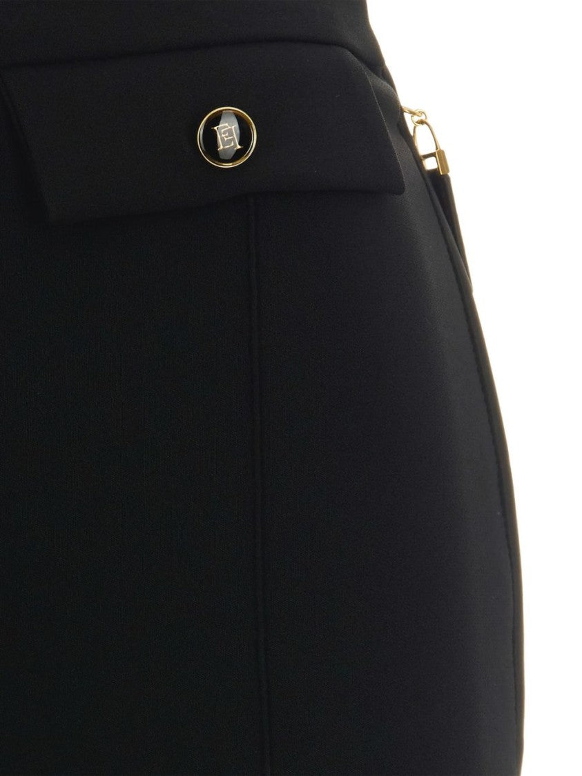 Elisabetta Franchi Flared Black Trousers With Tailored Silhouette