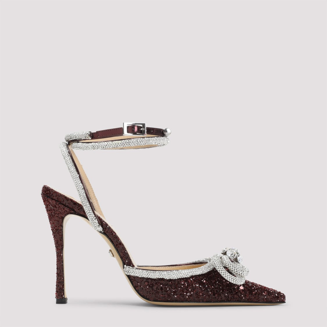 Mach & Mach Double Bow 110 Bordeaux Glitter Pumps