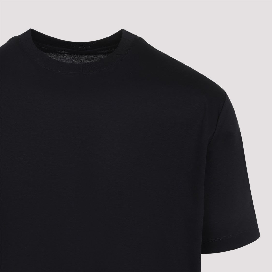 Kiton Classic Crew Neck Black Cotton T-Shirt