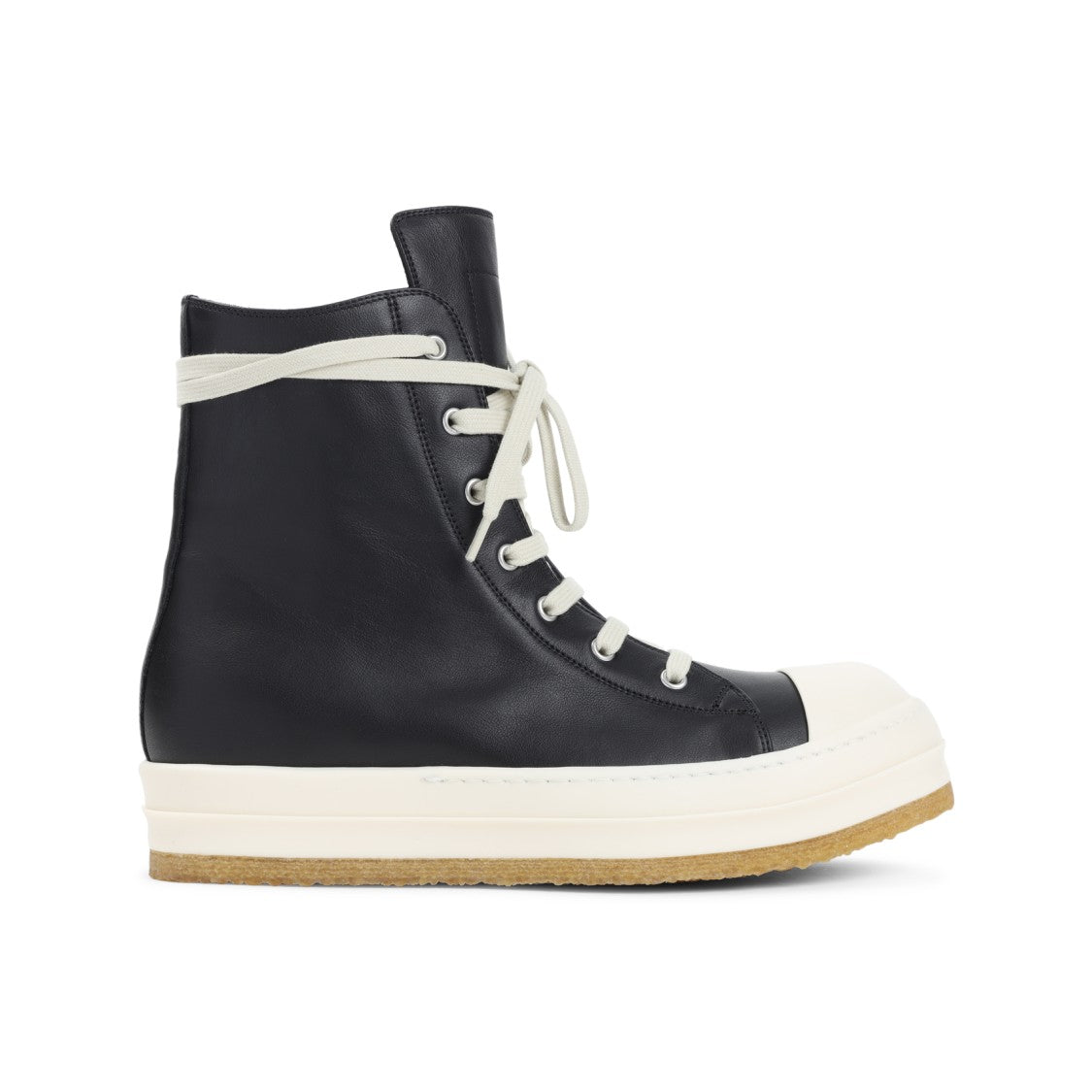Rick Owens High-Top Leather Sneakers With Rubber Toe Cap