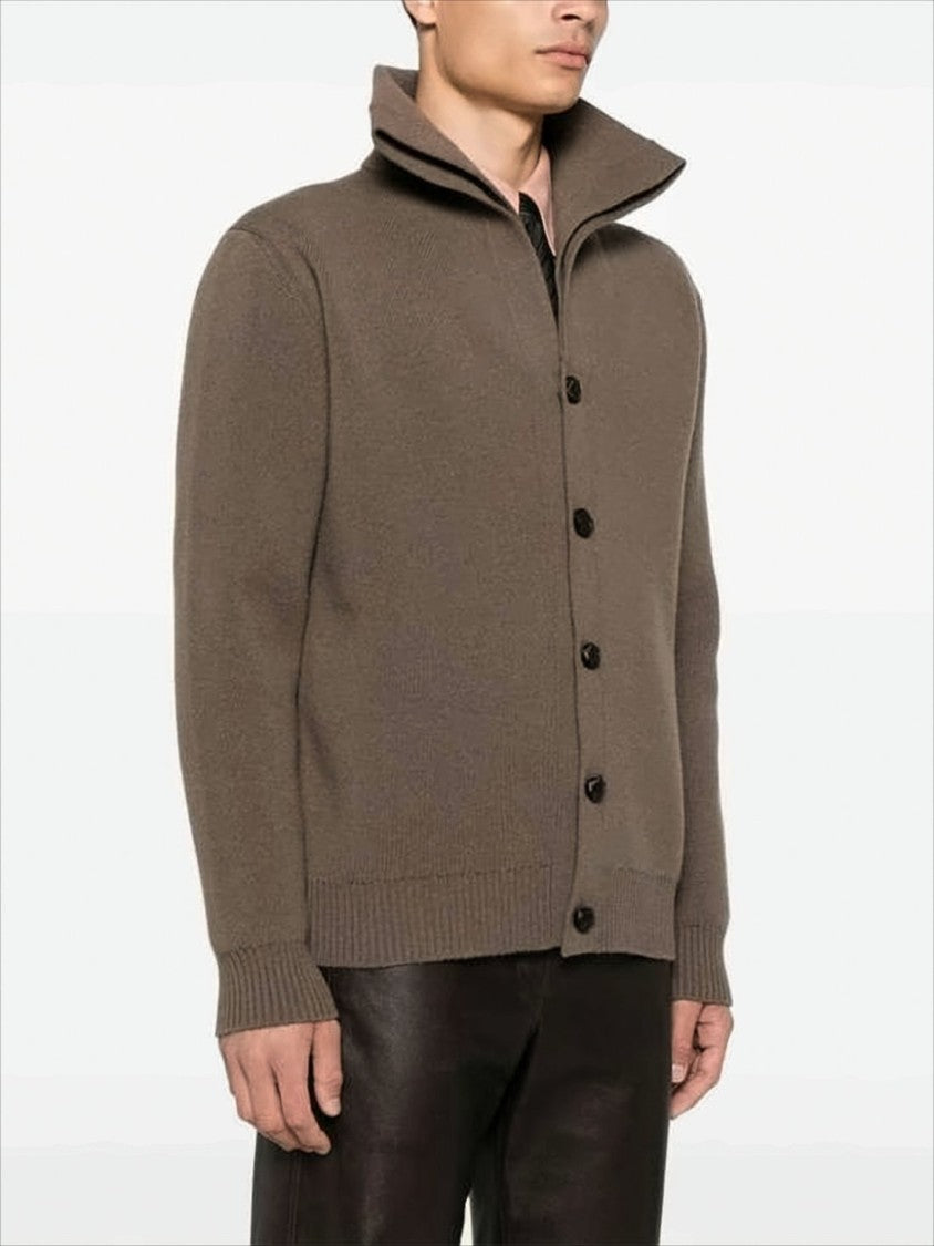 Bottega Veneta Relaxed Fit Brown Wool Cardigan