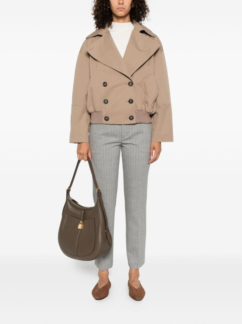 Twin-Set Ribbed White Sweater With High Neckline