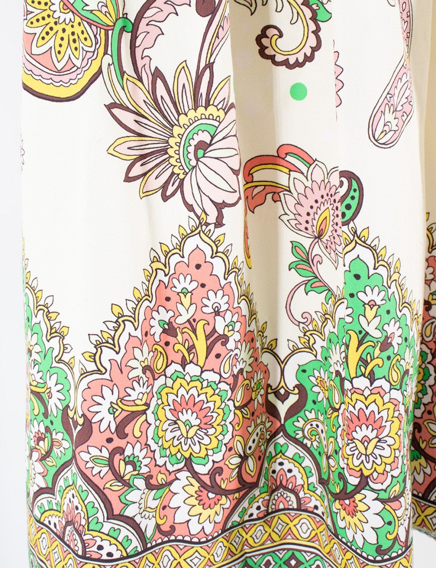 Etro Paisley Print Midi Dress With Sweetheart Neckline And Pleated Skirt