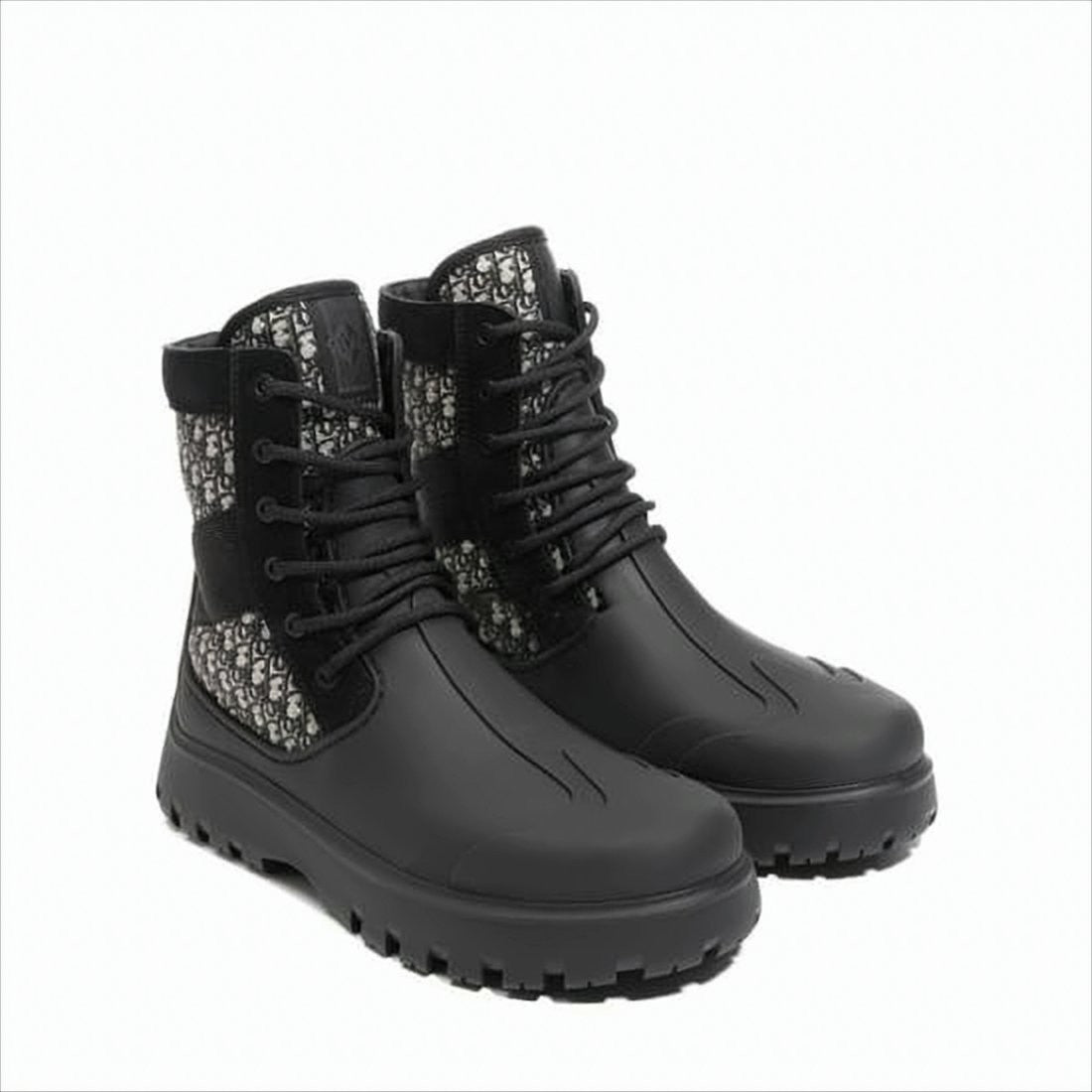 Christian Dior High-Top Lace-Up Boots With Monogram Panels