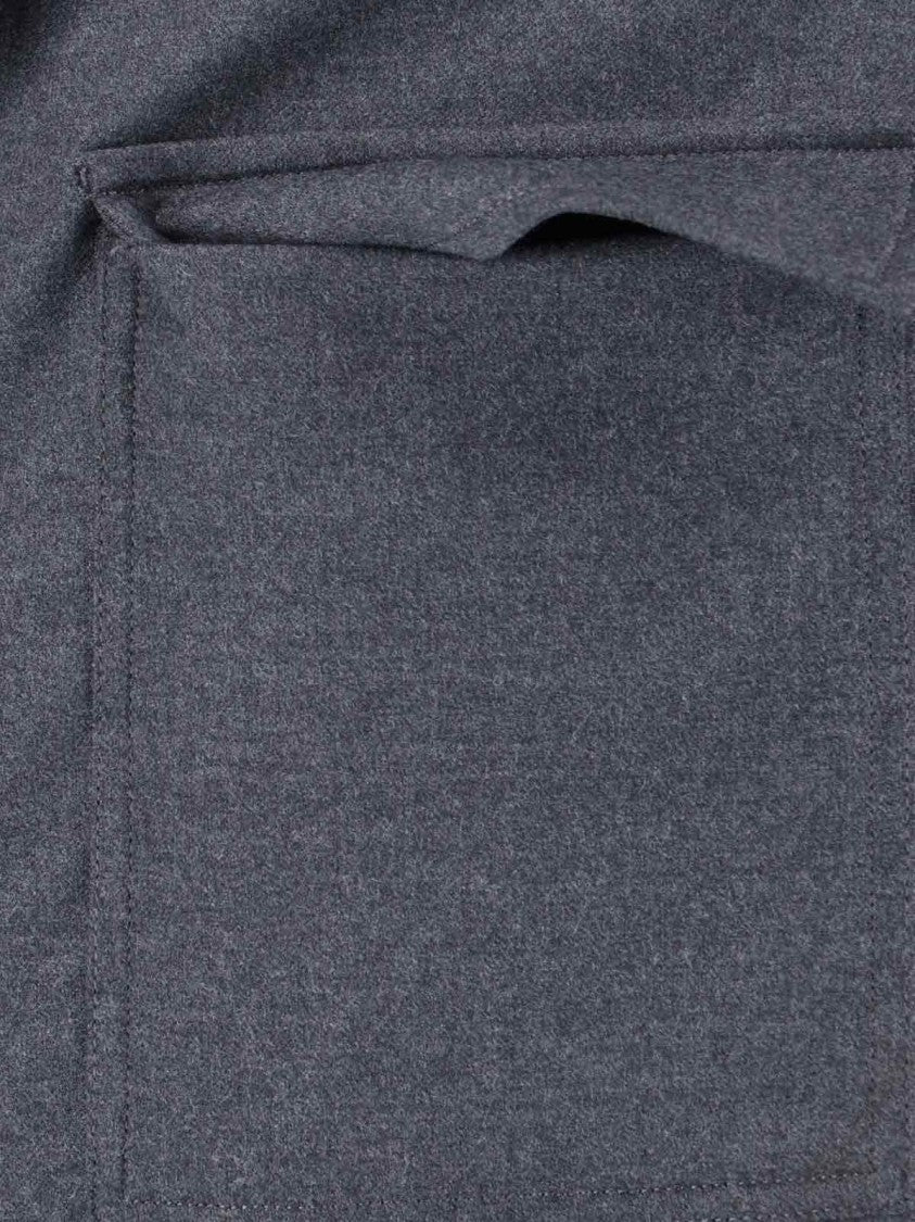 Cruna Structured Grey Virgin Wool Shirt Jacket