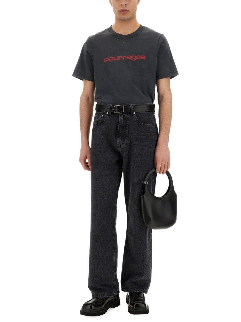 Courrèges Logo Print T-Shirt With Vintage Aesthetic