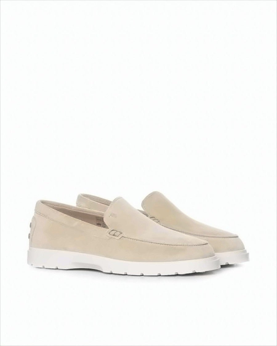 Tod's Suede Loafers With Textured Rubber Sole