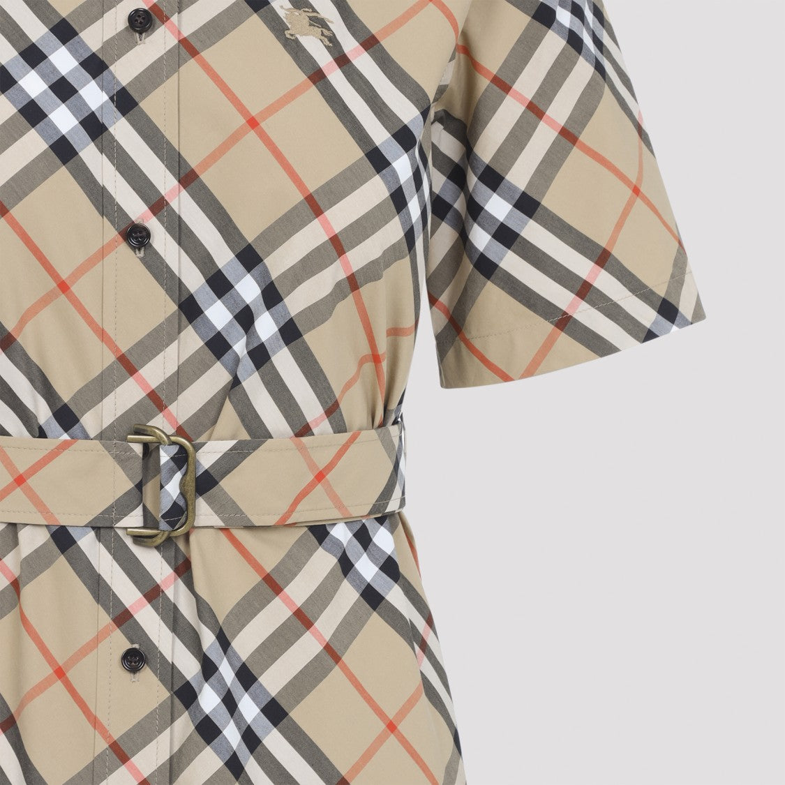Burberry Check Beige Cotton Midi Dress