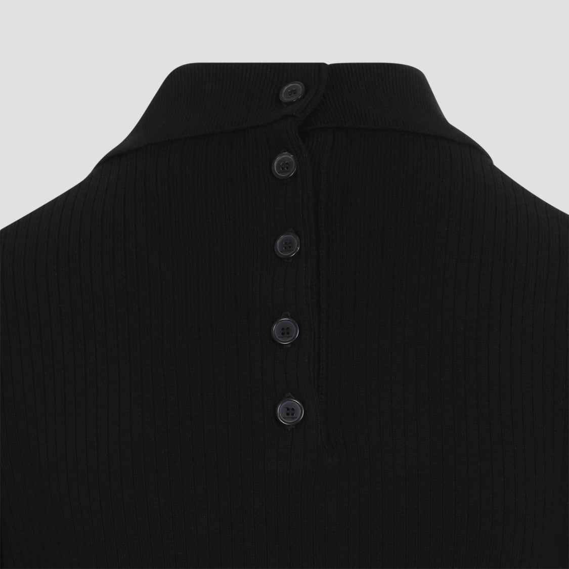 Courrèges Multi Buttons Black Organic Cotton Midi Dress