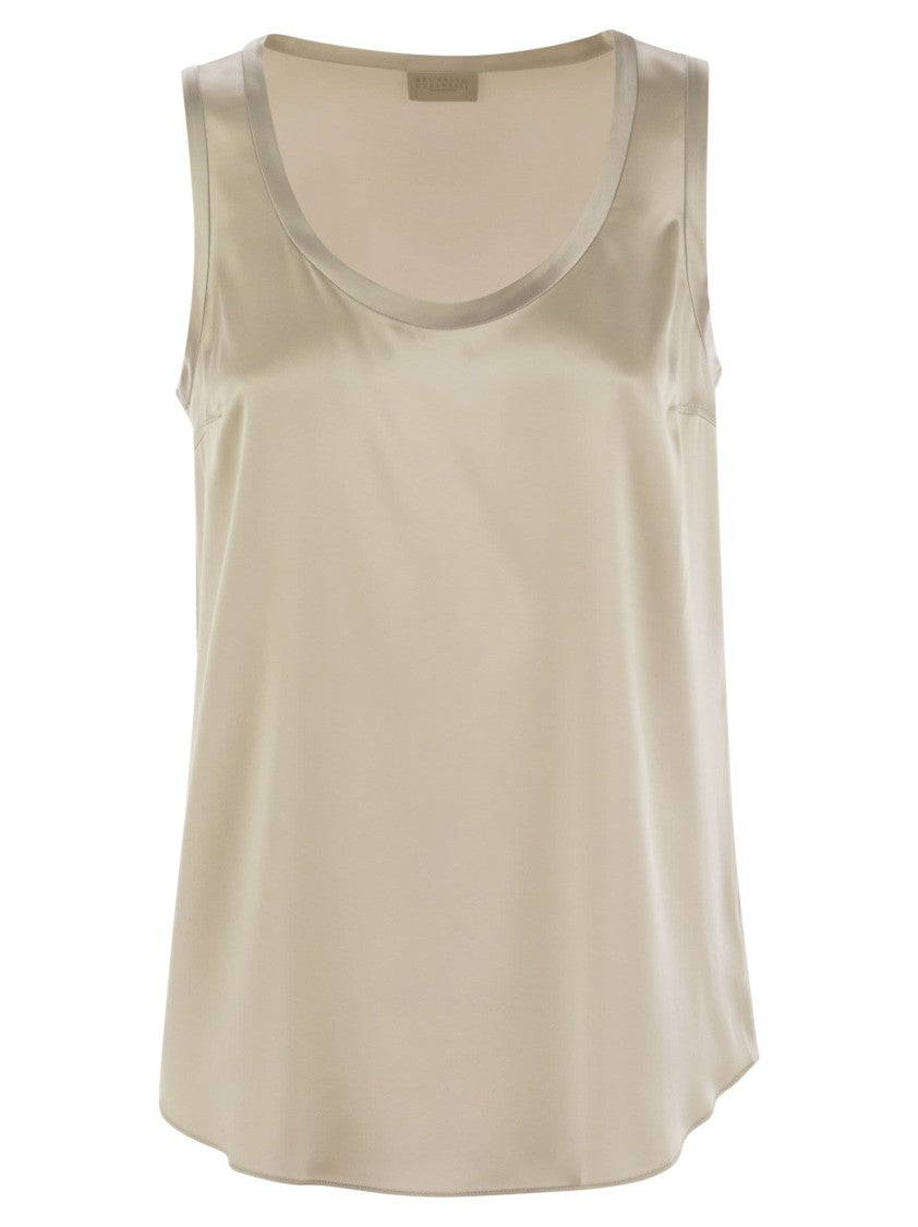 Brunello Cucinelli Stretch Silk Satin Top