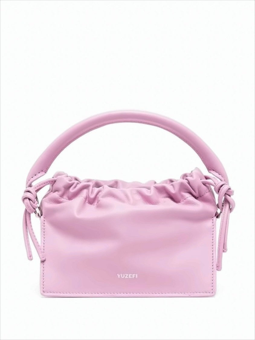 Yuzefi Soft Leather Crossbody Bag With Ruched Top