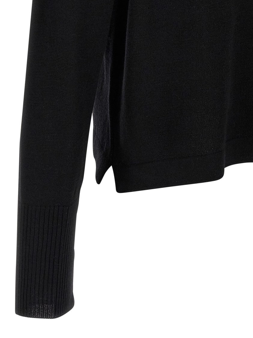 Ma'ry'ya Oversized Wool Sweater With Raw Cut Neckline And Front Pocket