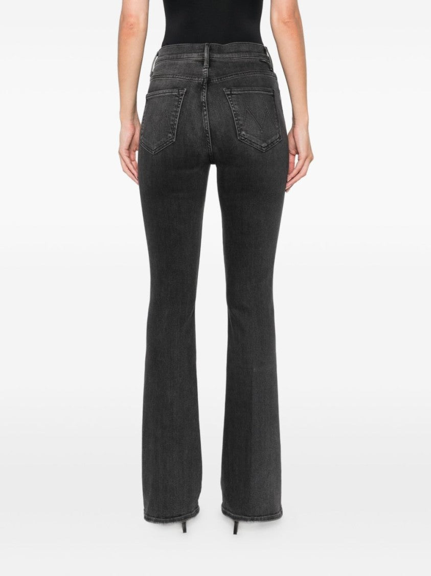 Mother Flared Black Jeans With Vintage Appeal And Flattering Fit