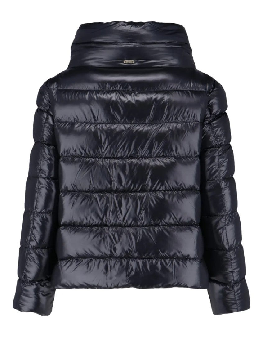 Herno Shiny Black Puffer Jacket With High Collar