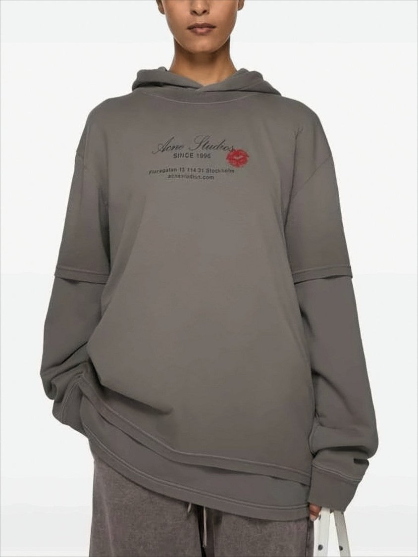 Acne Studios Layered Sleeve Hoodie With Printed Graphics