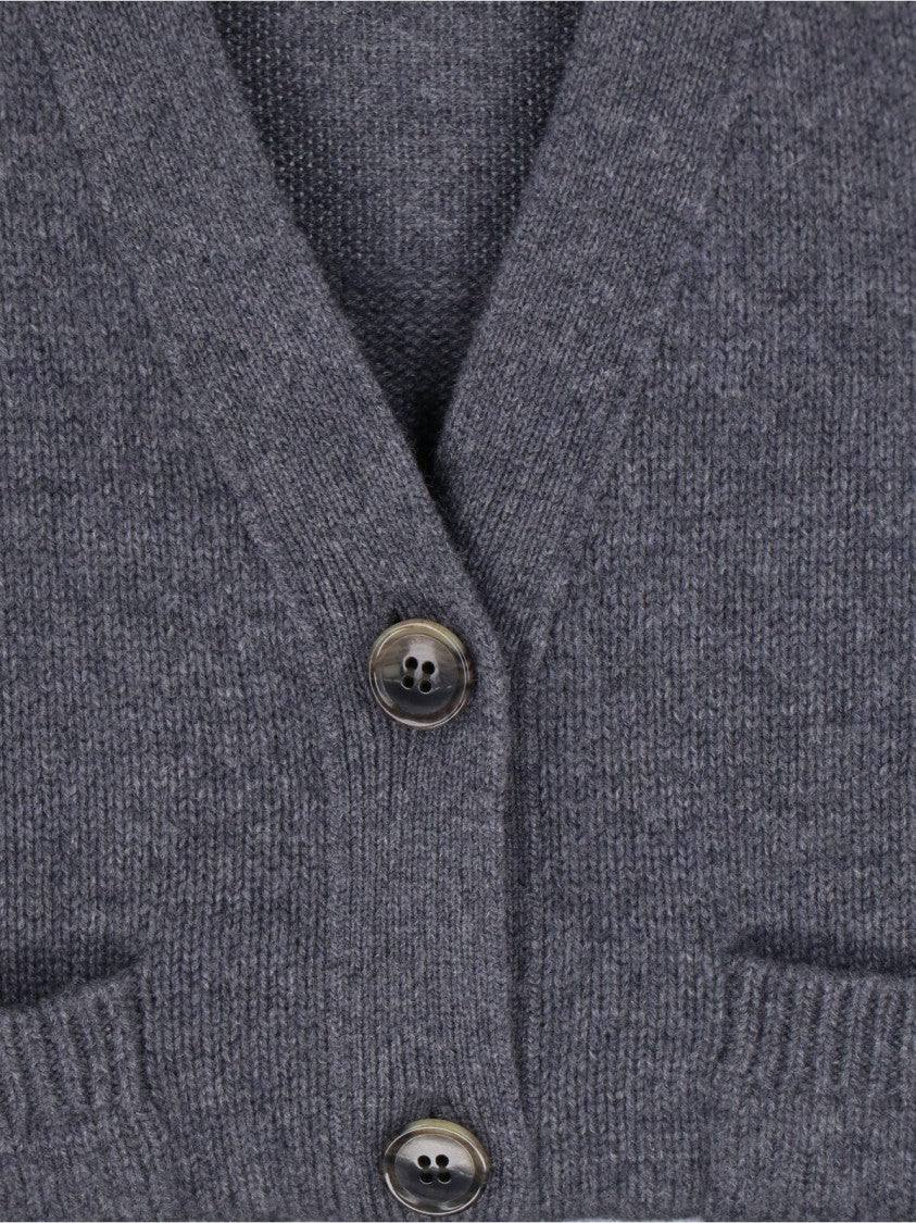 Lisa Yang V-Neck Knit Cardigan With Front Buttons