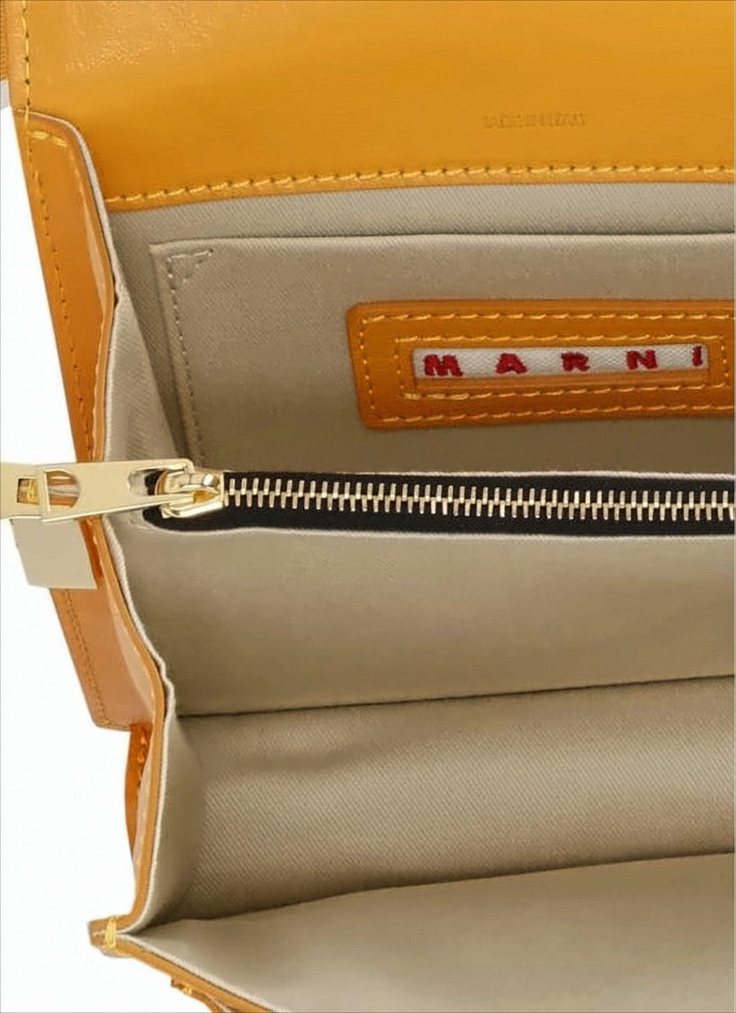 Marni Structured Smooth Leather Shoulder Bag With Scalloped Flap