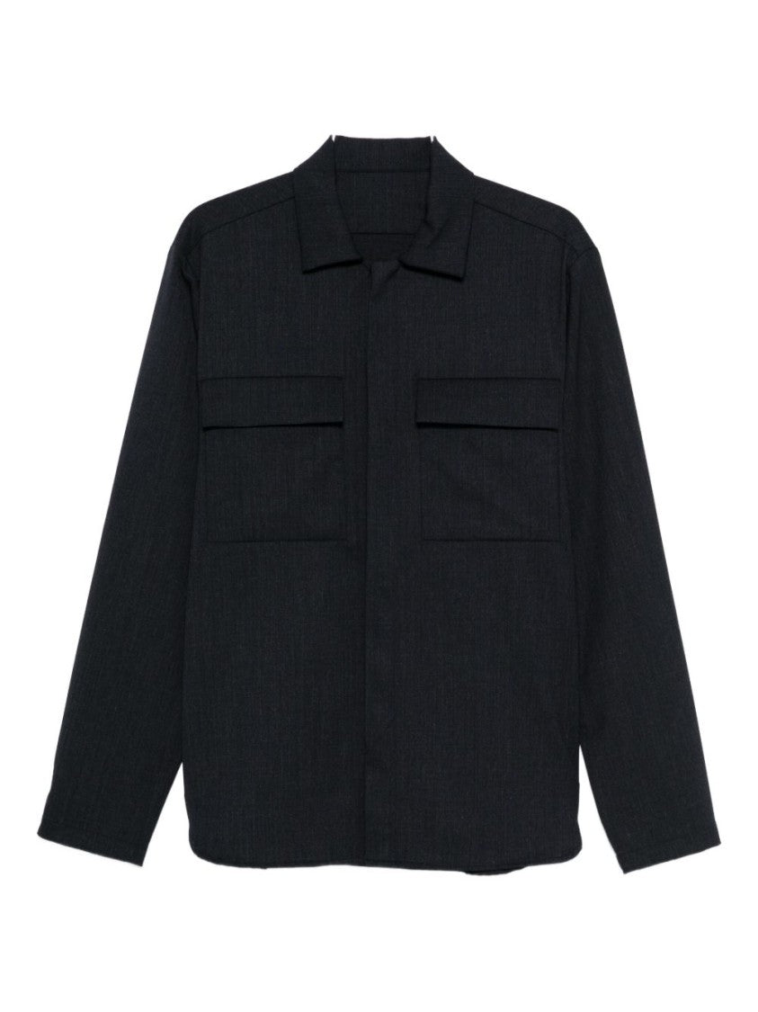 Nine In The Morning Classic Structured Collar Blue Shirt With Chest Pockets