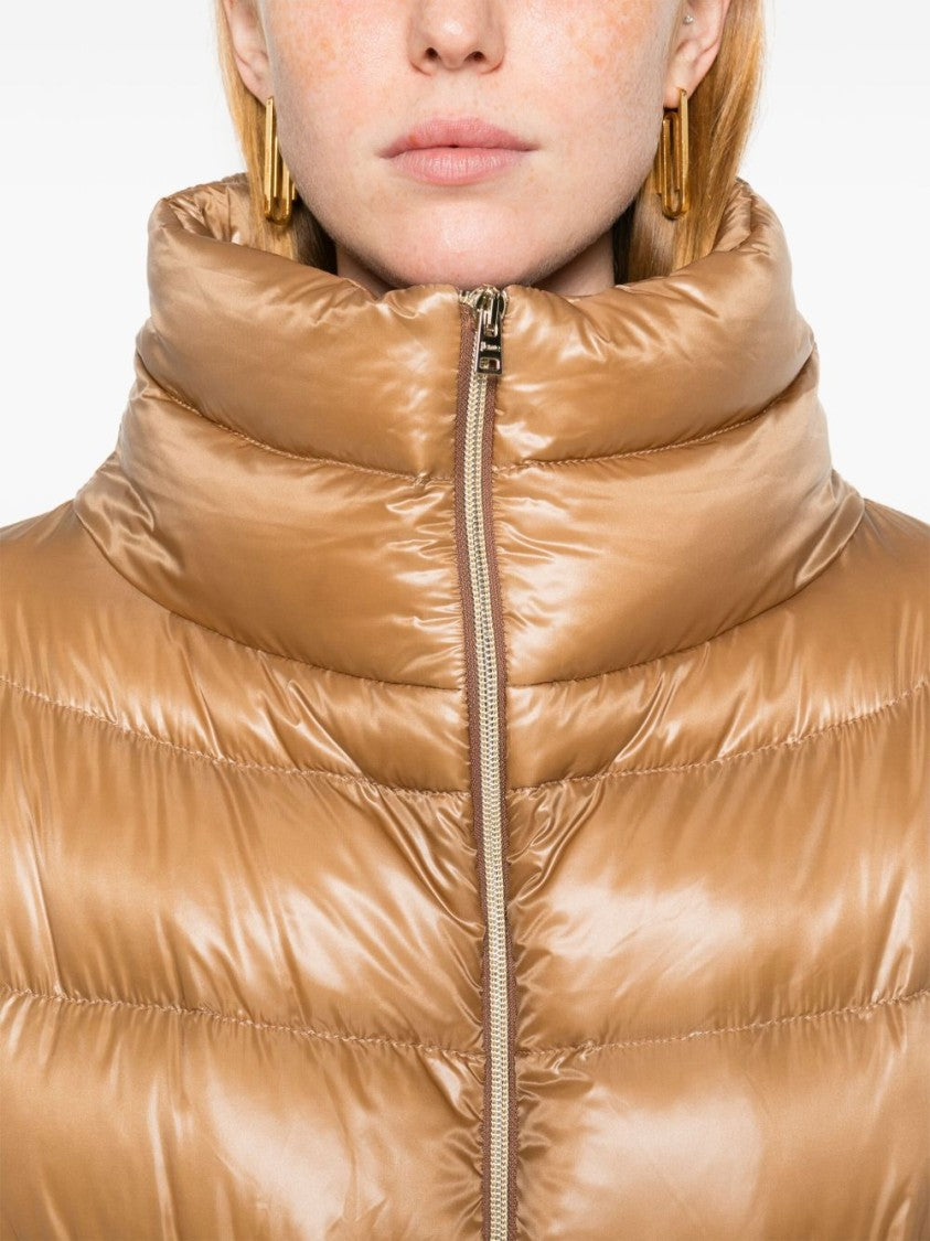 Herno Lightweight Camel Down Jacket With Double-Slider Closure
