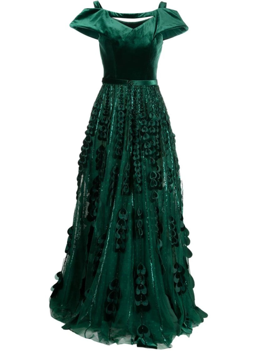Saiid Kobeisy Beaded Tulle Skirt With Velvet Bodysuit